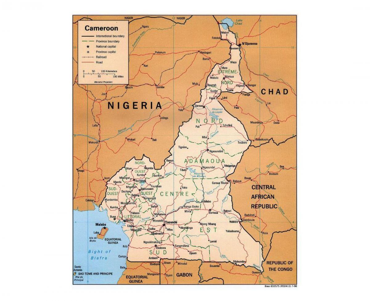 Мапа Јужног Камеруна