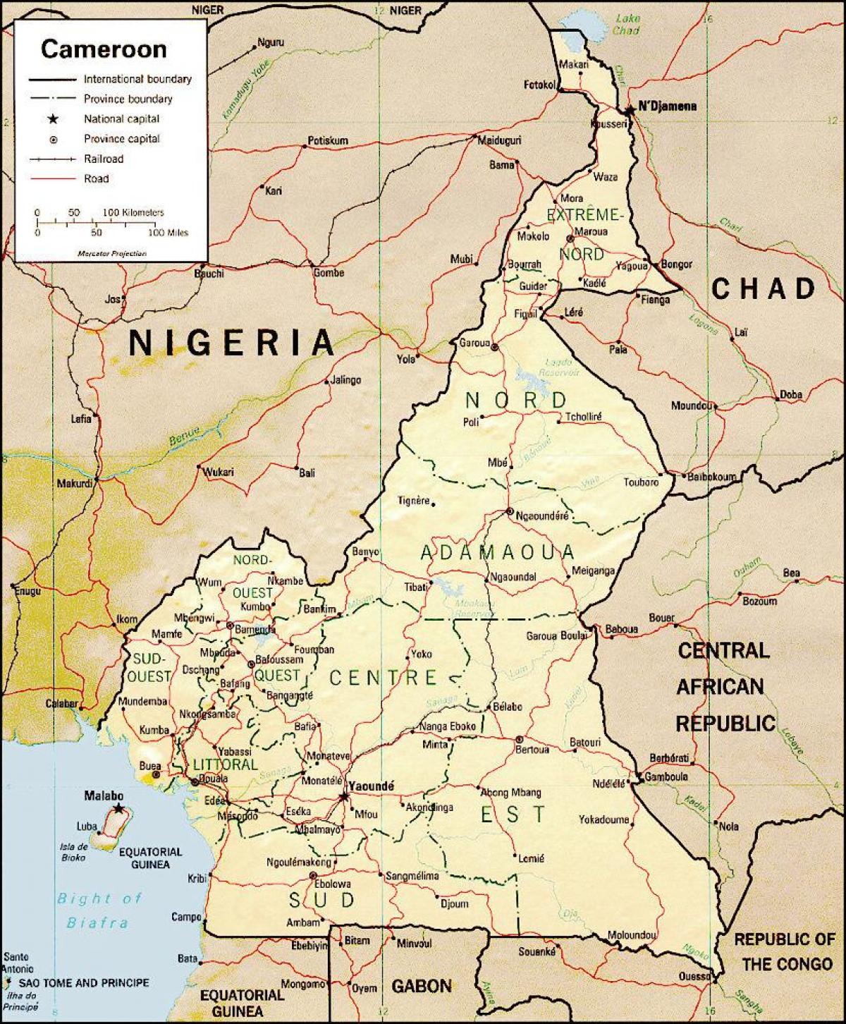 на мапи Камеруна
