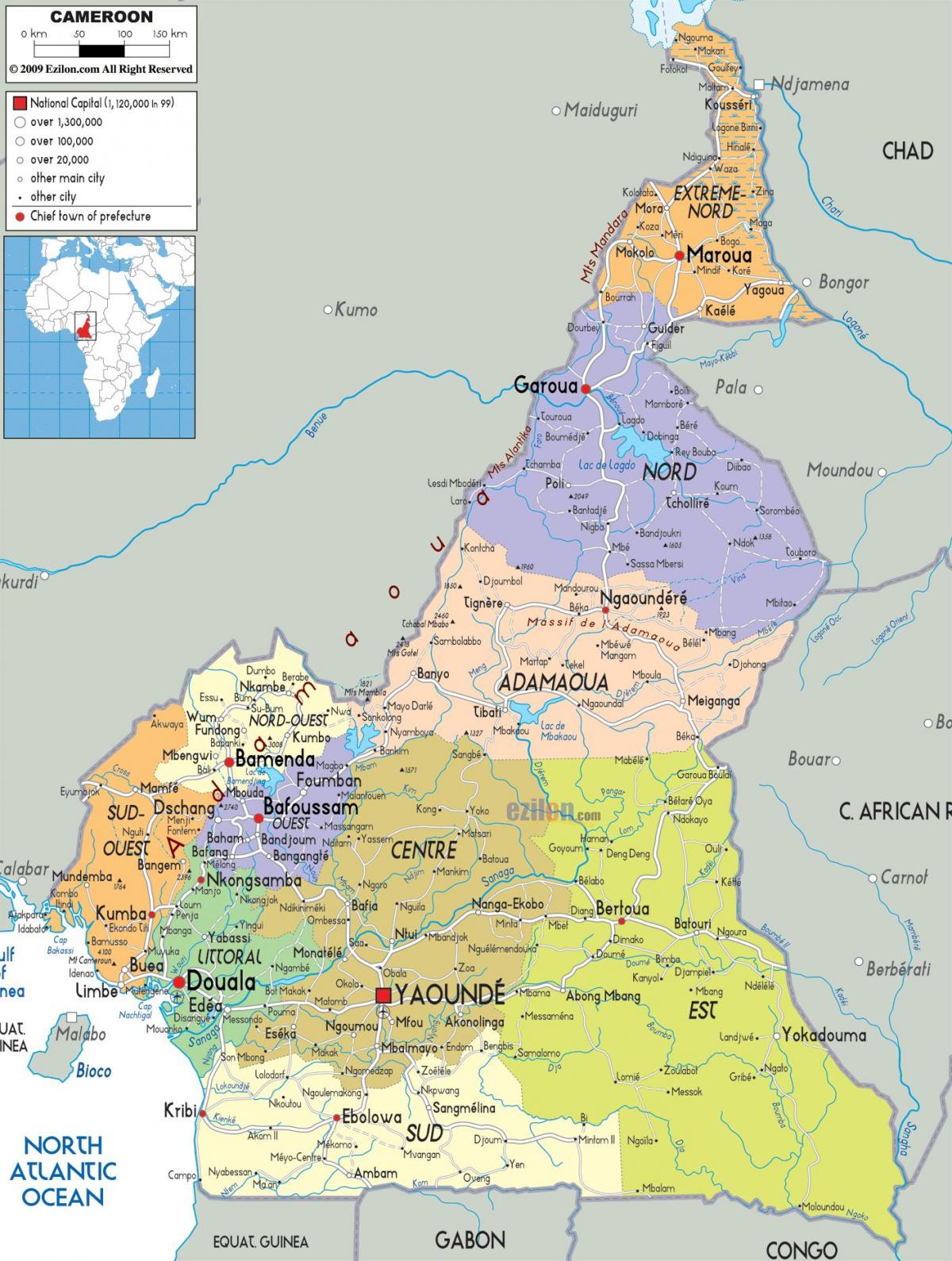 Мапа региона Камеруна 